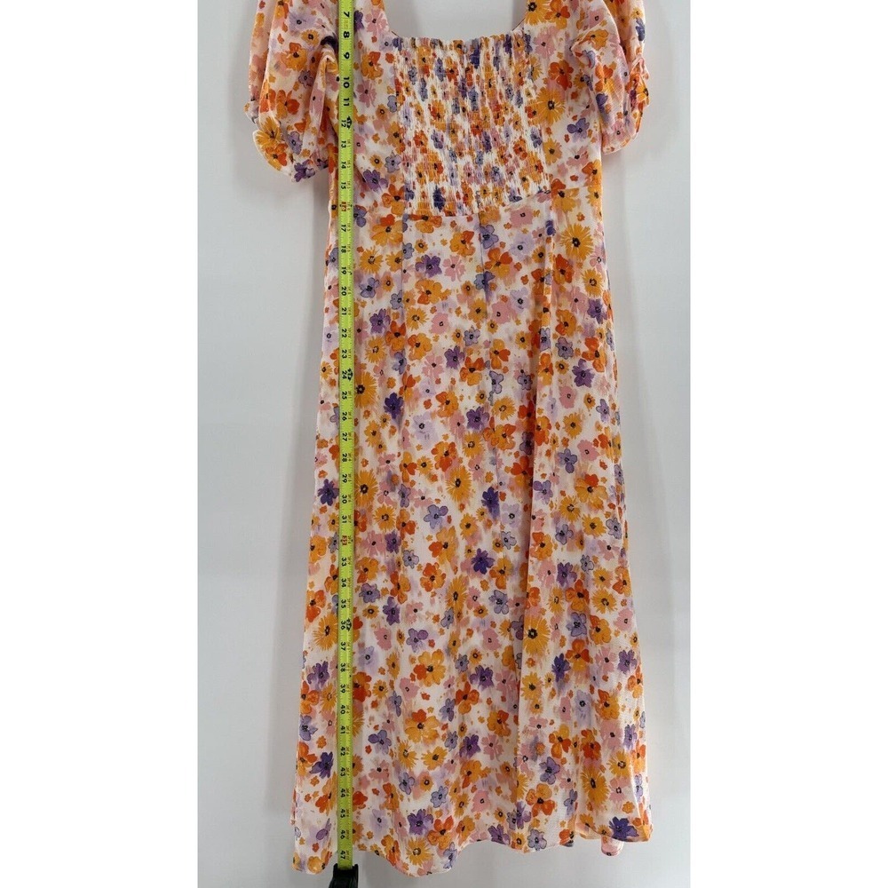 BCBGeneration Dress Floral Midi Size 8 Square Neck Puff Sleeve Cottage Modest - Picture 5 of 12